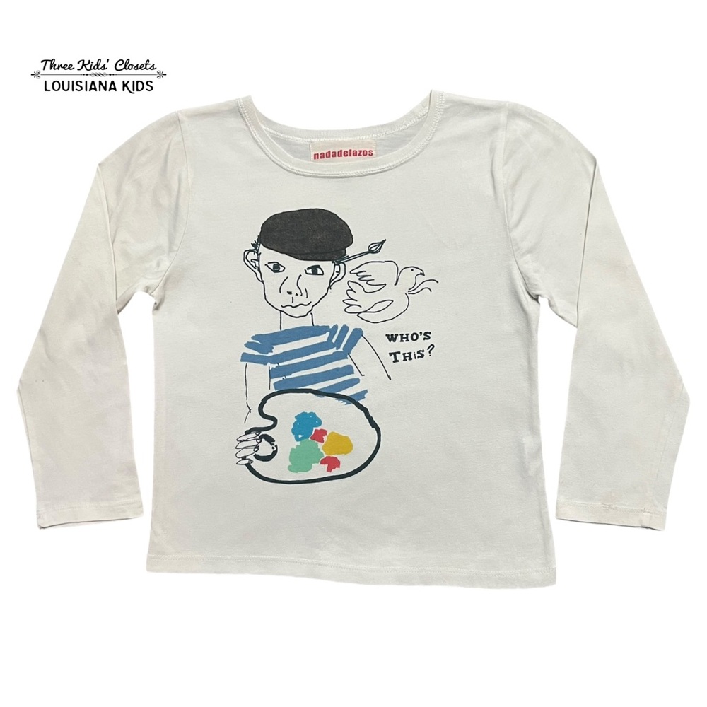 Nadadelazos 6-8Y Graphic Print Artist & Bird ‘Who This?’ Tee Shirt
